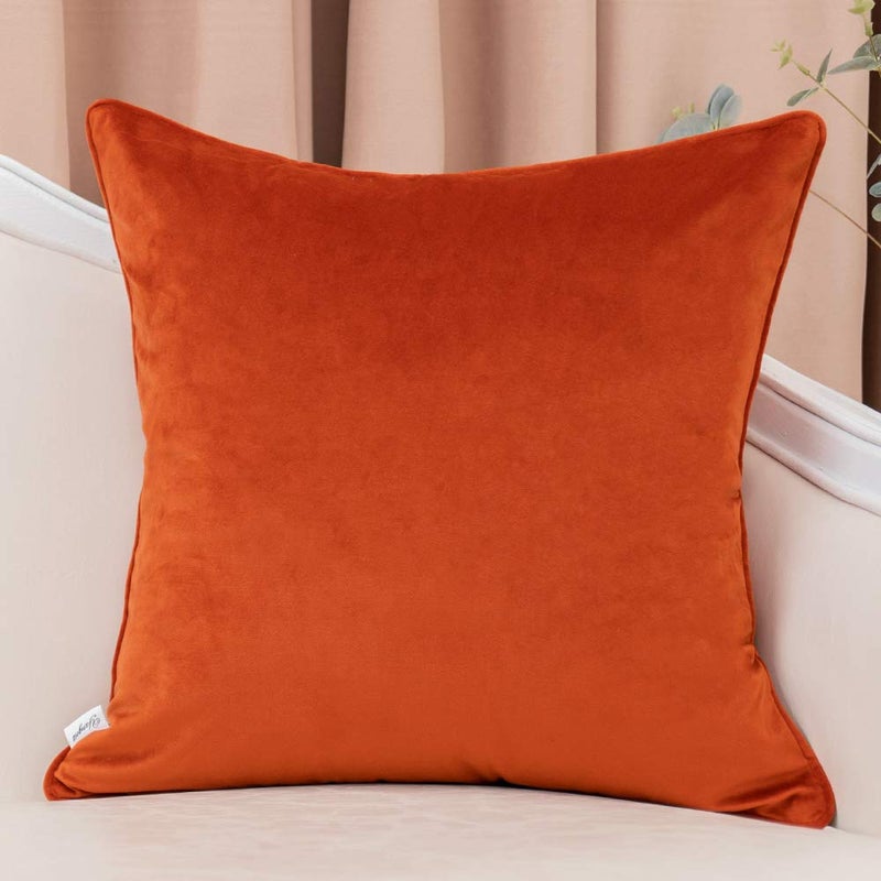 Yangest Orange Square Throw Pillow Cover Wavy Velvet Cushion Cover Modern Zippered Pillowcase for Sofa Couch Bedroom Living Room Chair, 20 x 20 Inch - Image 2
